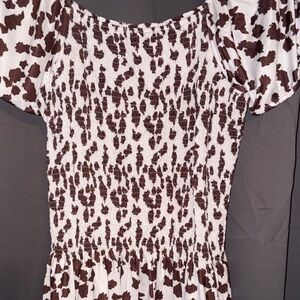 Brown and White Patterned Dress